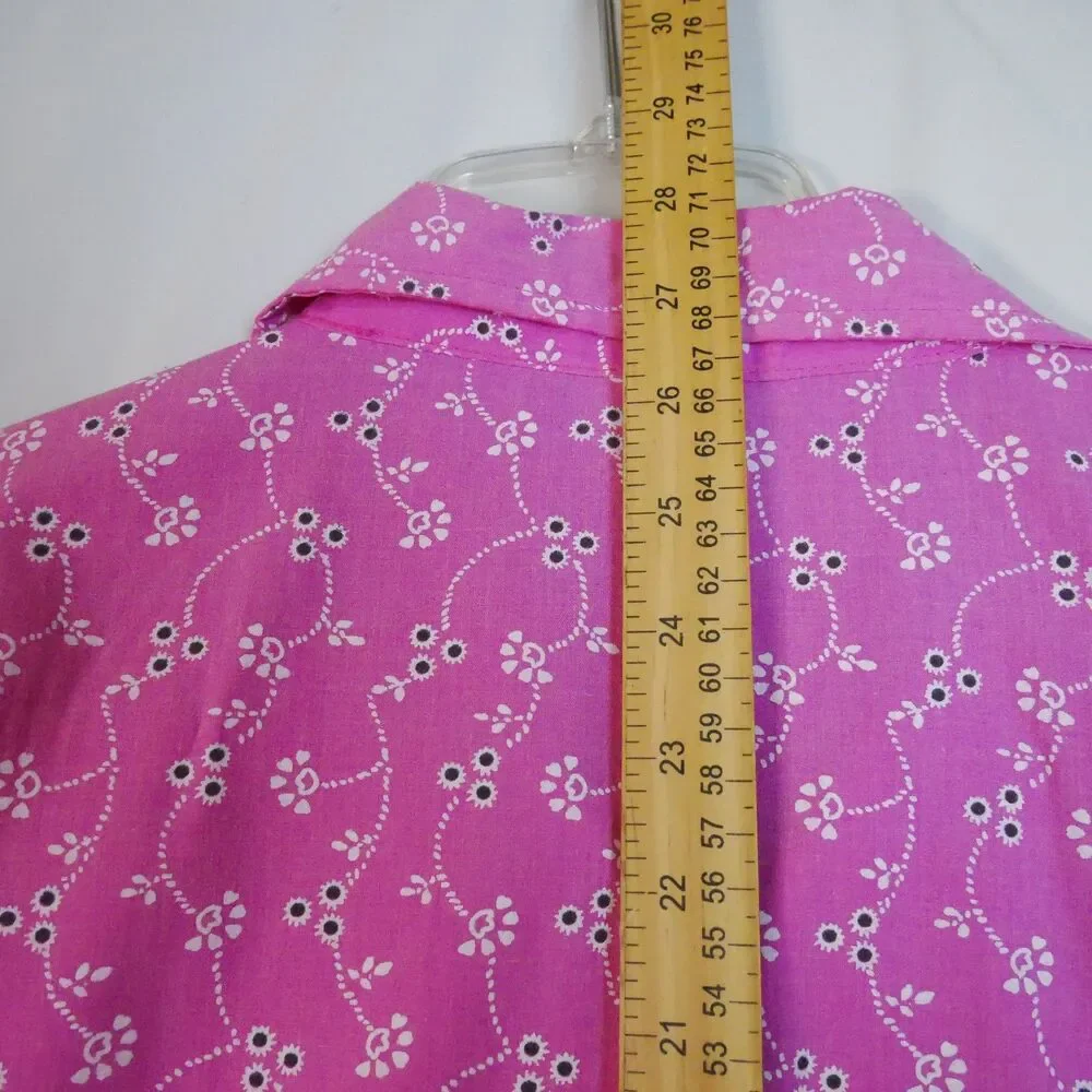 Boca Bay Womens Size L  Blouse Snap Button Pink Floral Short Sleeve - Picture 11 of 13